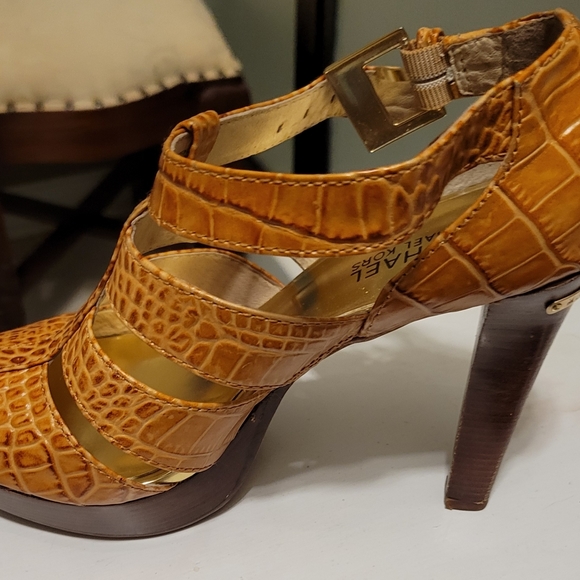Michael Kors Shoes - Michael Kors Croc Embossed Leather platform heels